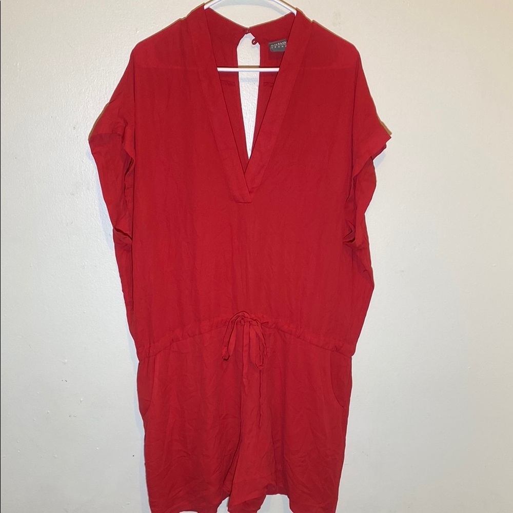 Bright Red Boxy Short Sleeve Tunic